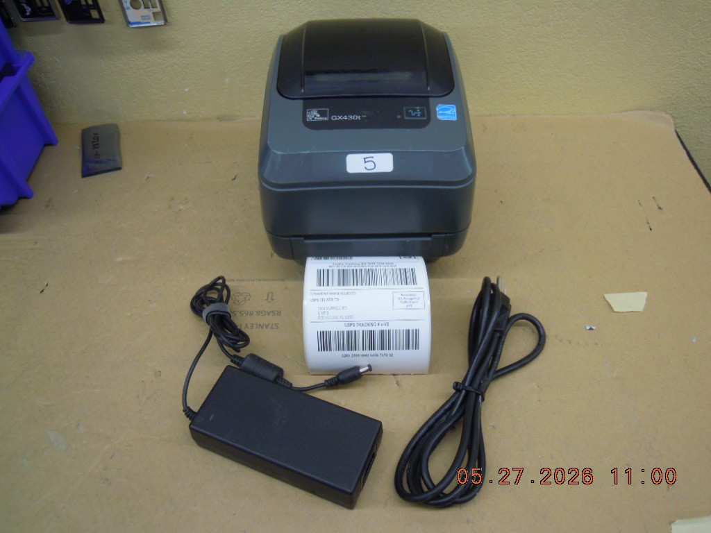 Zebra GX430t Thermal Label Printer | 300dpi | USB Cable | AC Adapter #5