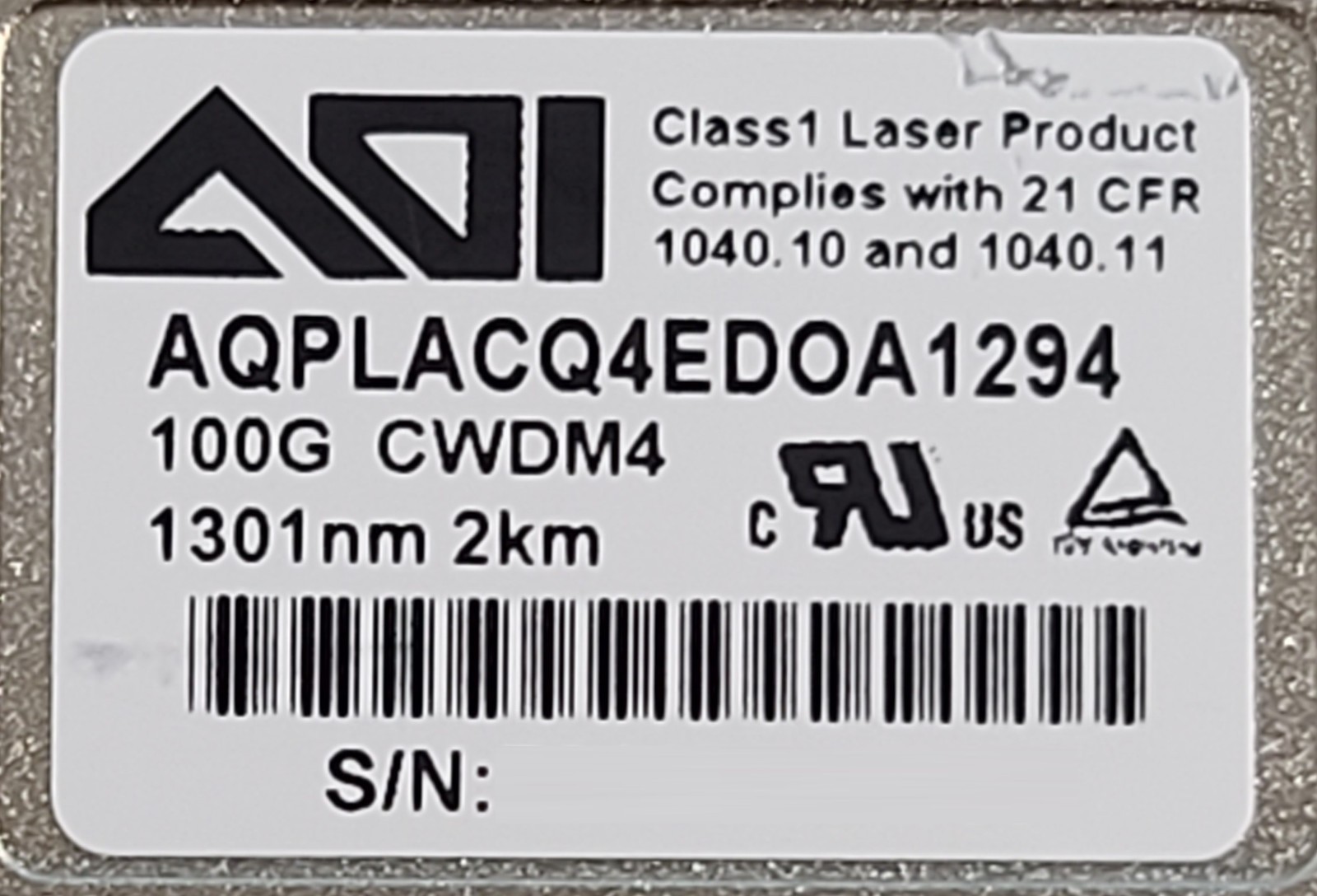 Lot of 10 AOI AQPLACQ4EDOA1294 100G CWDM4 2km SMF 13xx Duplex LC Transceiver