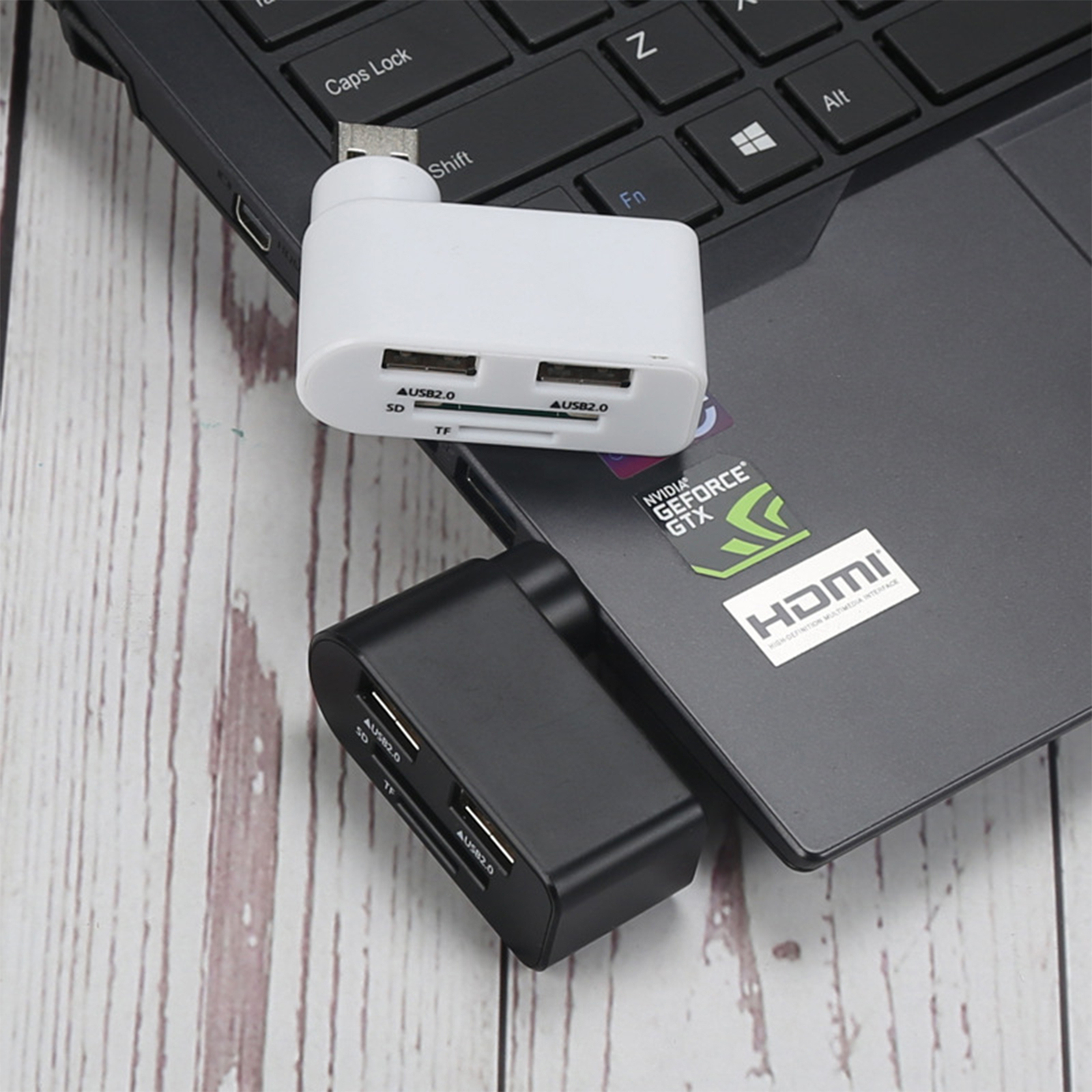 4 in 1 Rotatable USB Hub C to Adapter Portable Card Reader
