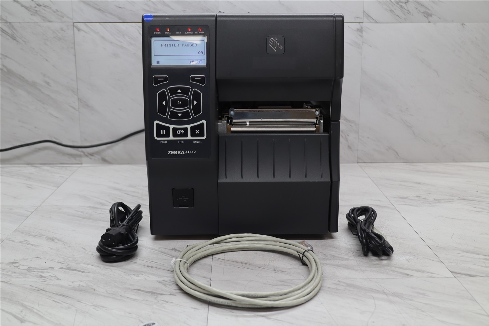 Zebra ZT410 Thermal Transfer Label Printer USB Ethernet ZT41042-T010000Z w/ Cord