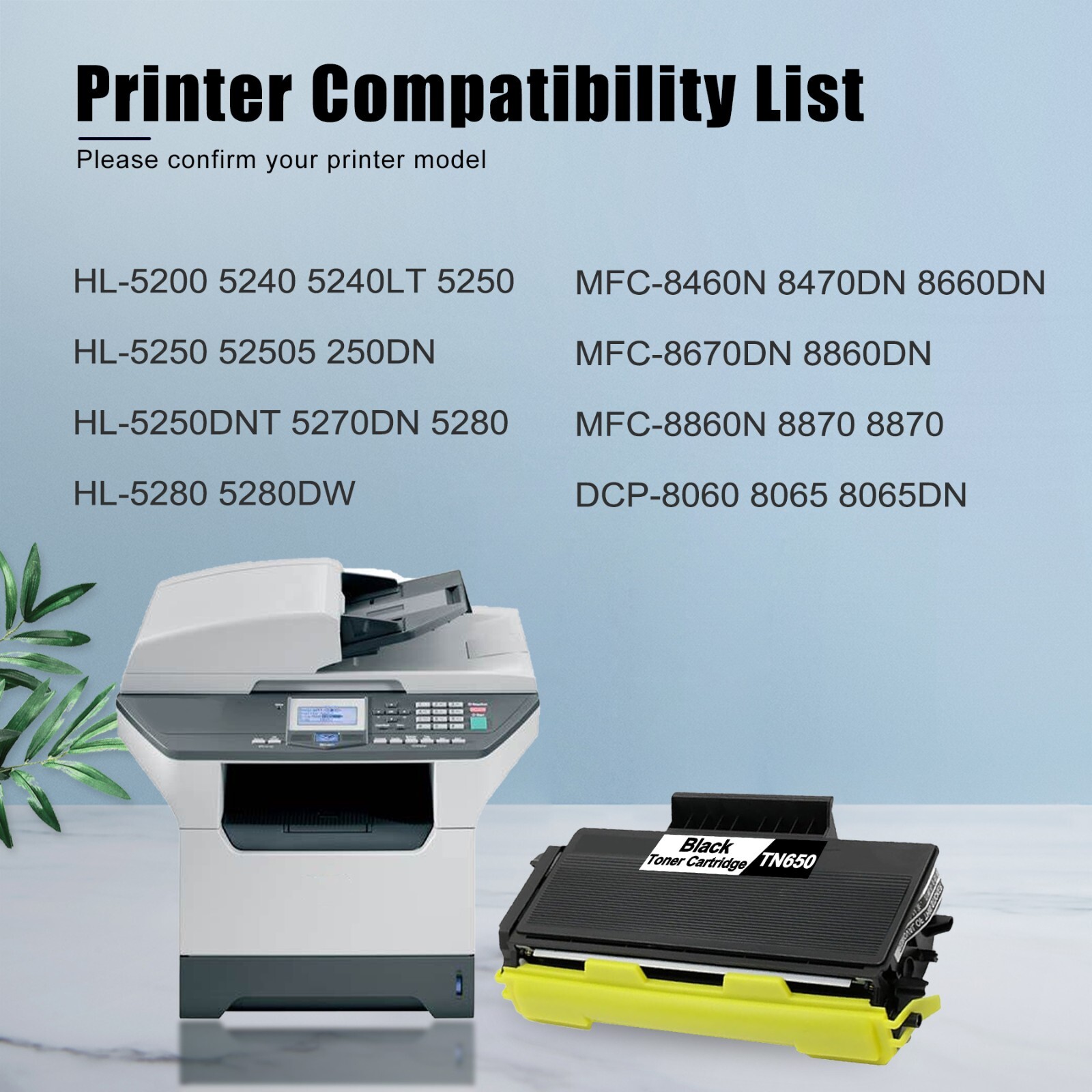 TN650 TN 650 Toner Cartridge BK Replacement for Brother TN650 TN620 HL-5240 5250