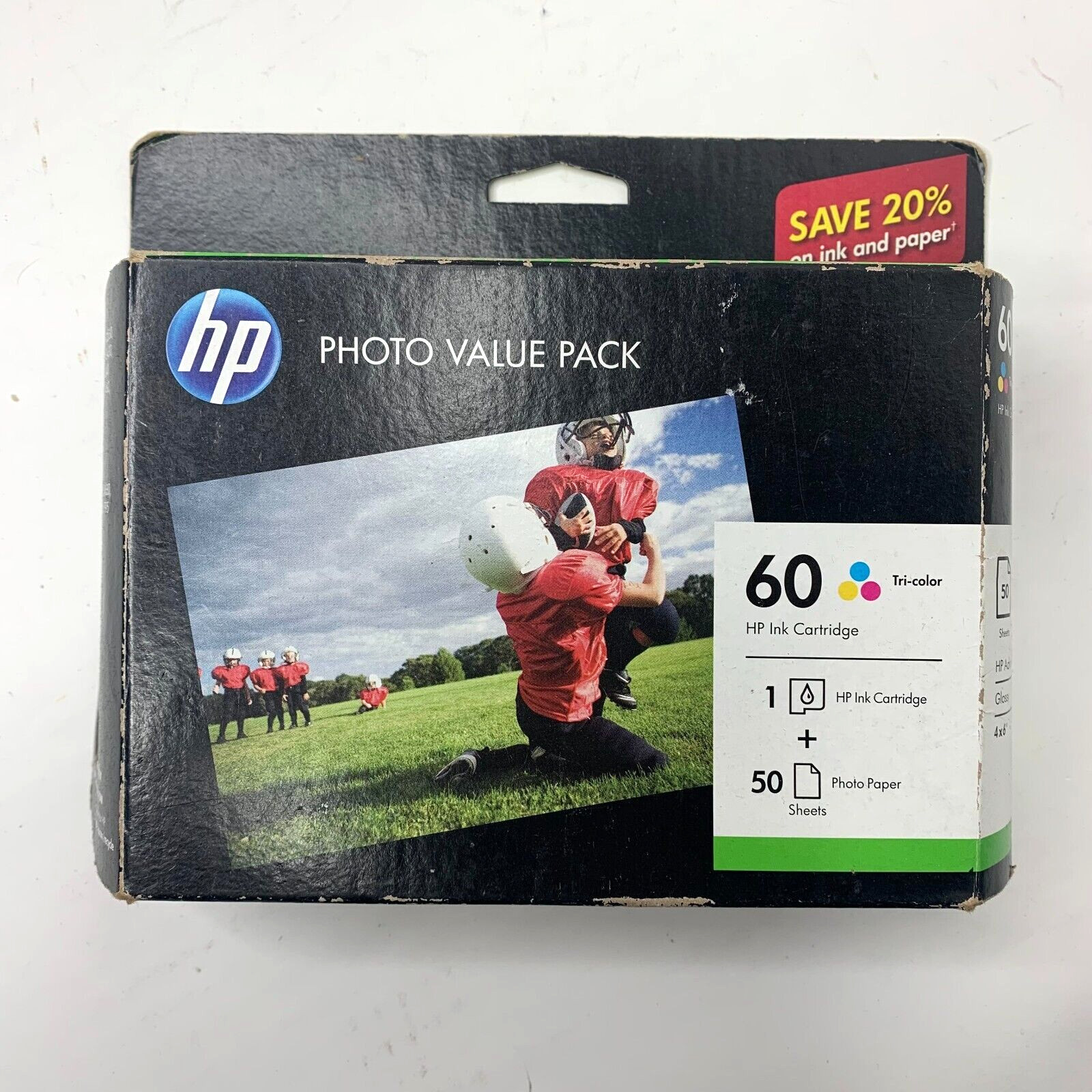 Genuine HP 60XL Tri-Color Ink Cartridge W/ Photo Paper Dated 2020 New 60 XL