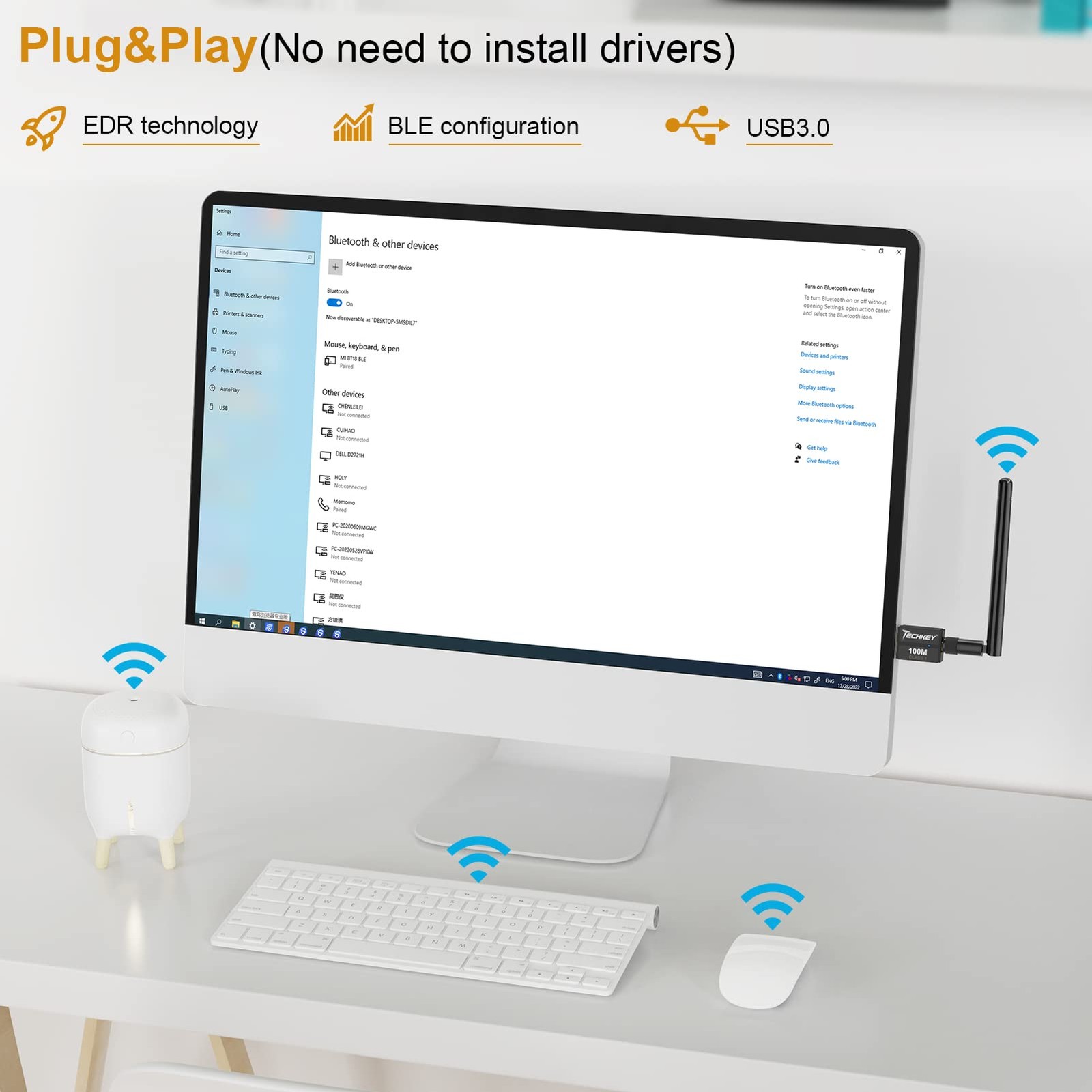 Long Range USB Bluetooth 5.3 Adapter for Desktop PC – 328FT 5.3BT, black