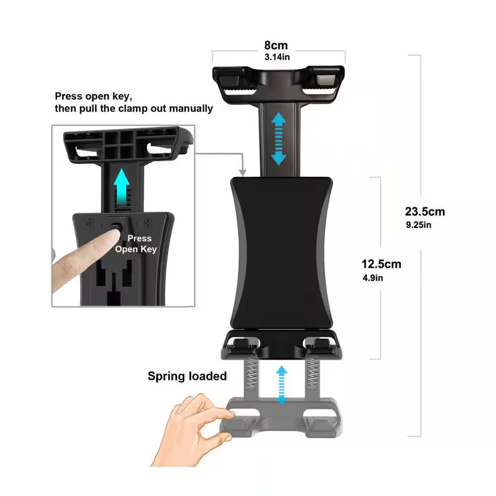 Ipad Tripod Mount Adapter 360° Rotatable Universal Tablet Clamp Holder for Devic