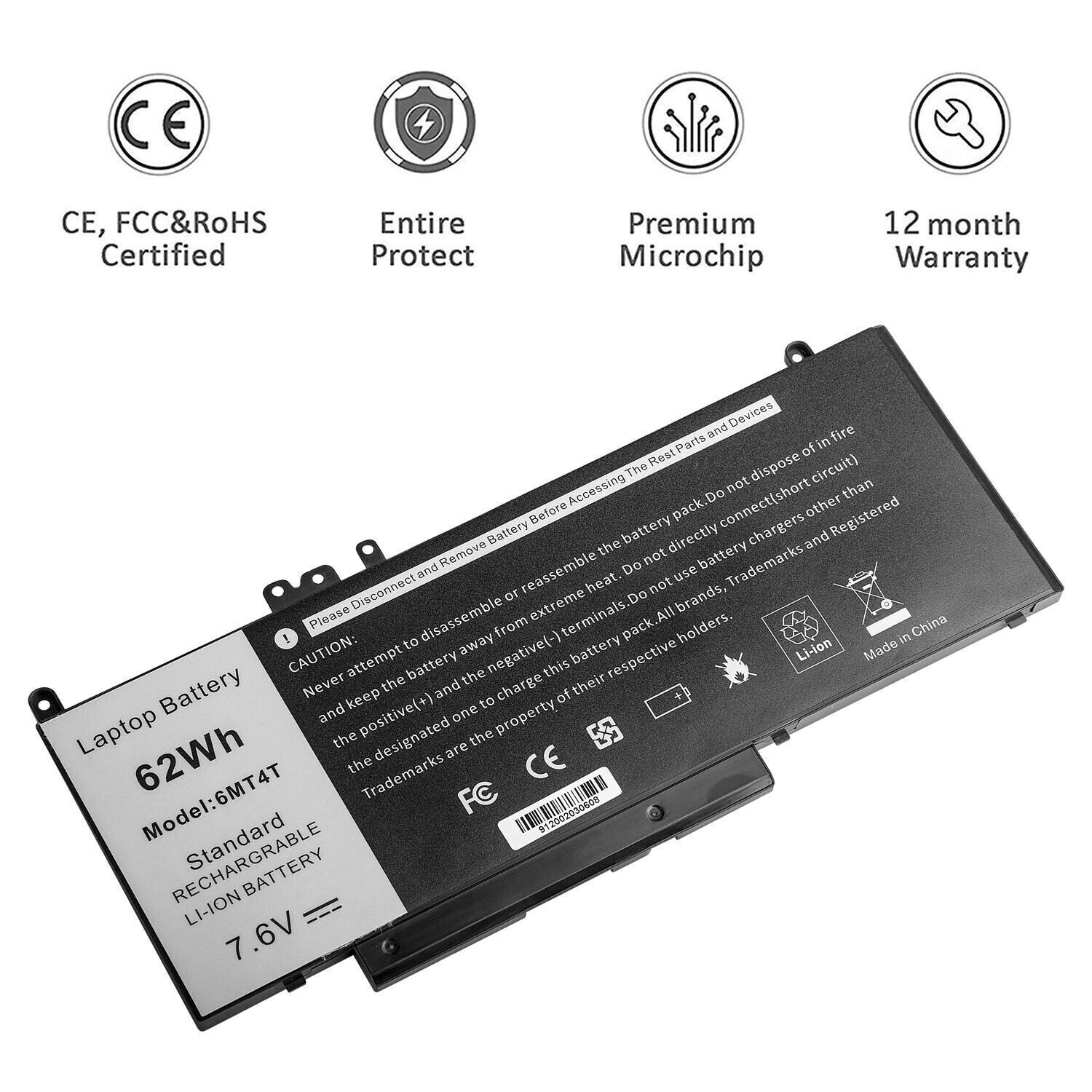 6MT4T Laptop Battery For Dell Latitude E5470 E5570 15.6” Series 7.6V 62Wh NEW