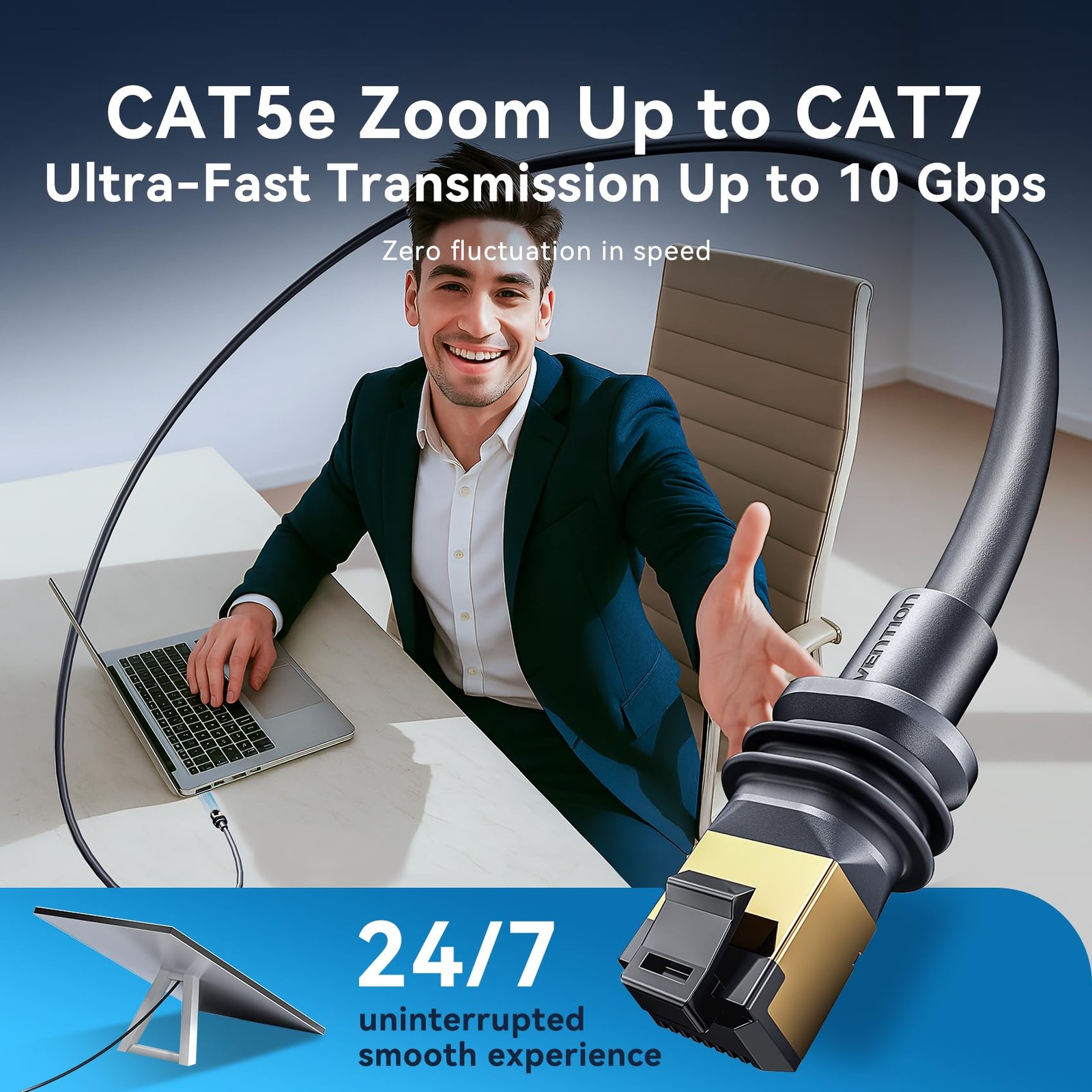 VENTION Starlink Gen 4 Cable, Up to 10Gbps, IP68 Cat 7 35ft, with Star Link G…
