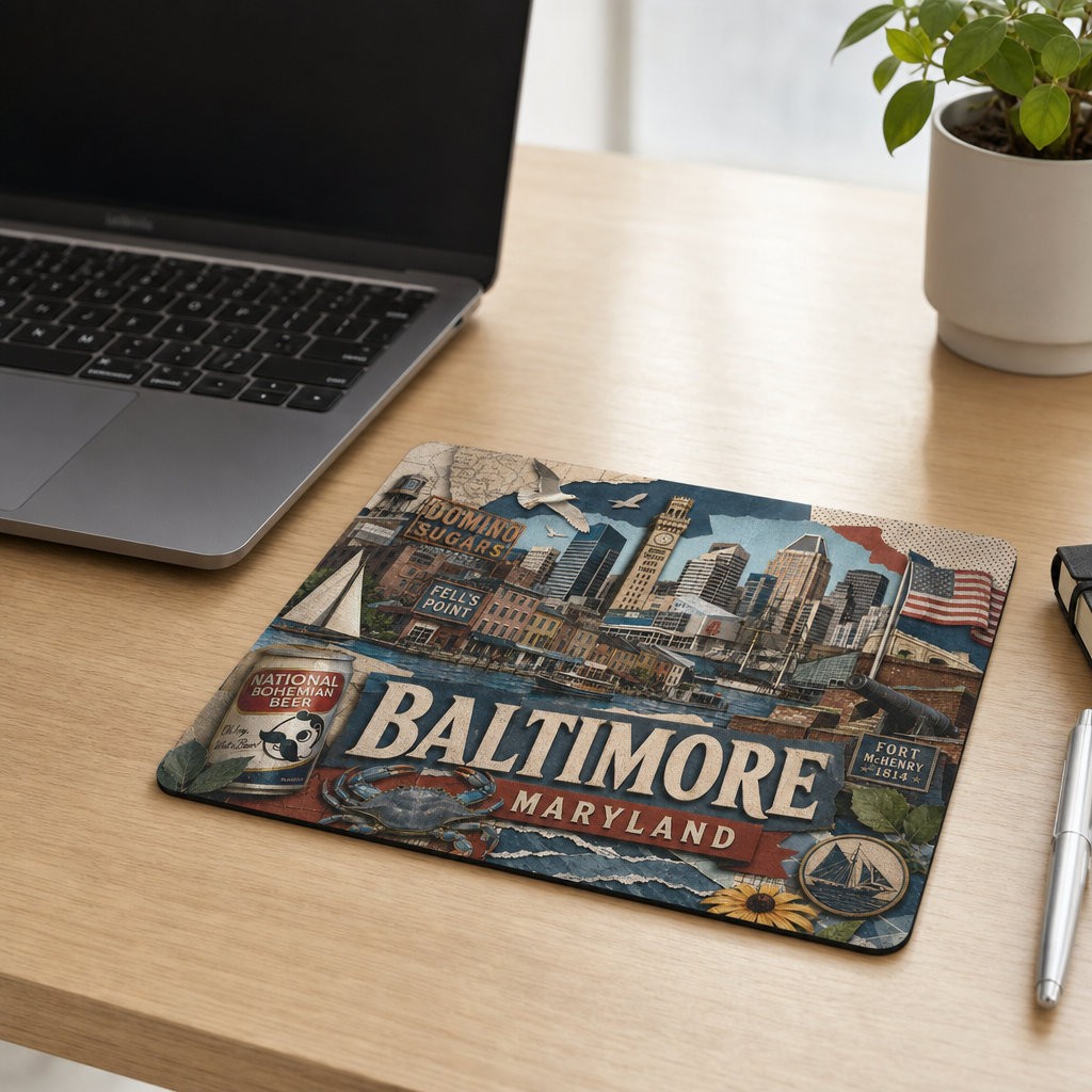 Buffalo New York Mouse Pad Skyline Harbor Rubber Desk Mat Souvenir Gift