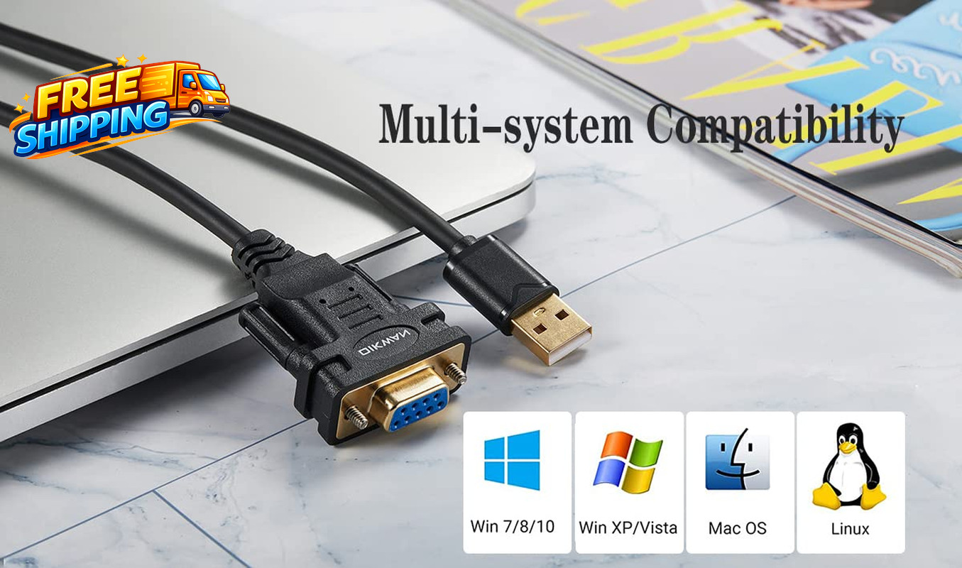 USB to RS232 Serial Adapter with FTDI Chipset USB 2.0 to Female DB9 Serial