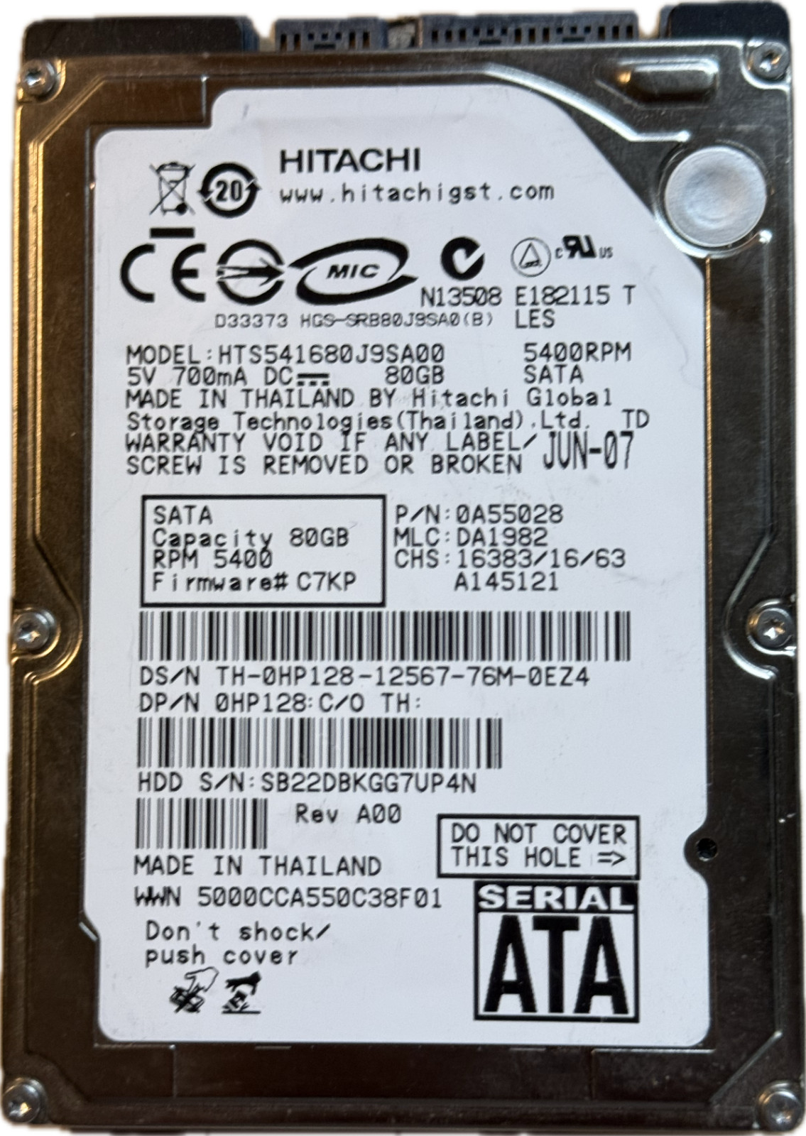 Major Brand 80GB Laptop Hard Drive HDD 2.5″ SATA 6Gb/s 8MB Cache Seagate WD HGST
