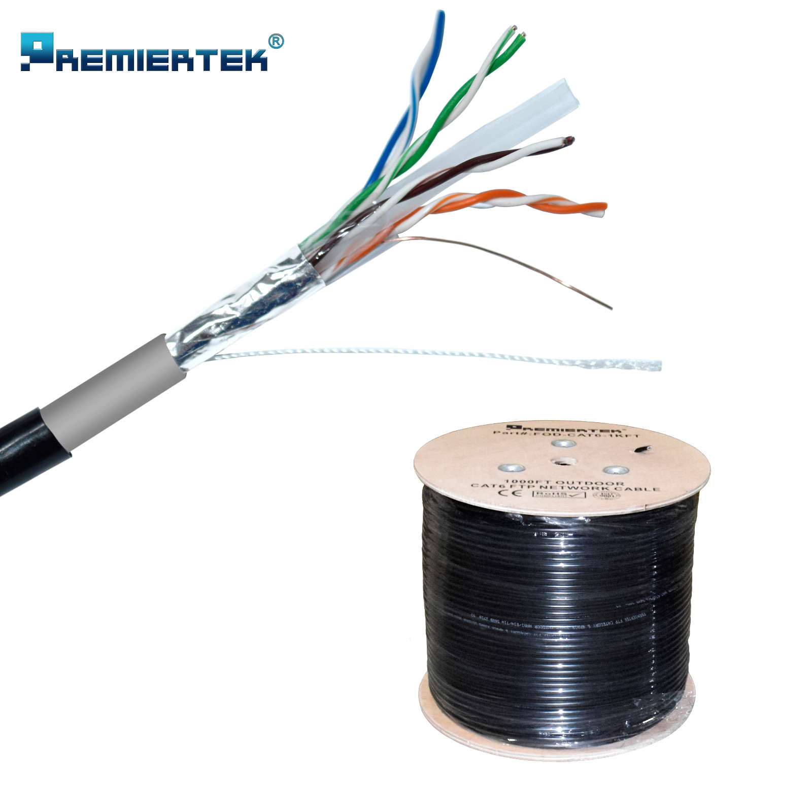 1000FT CAT6 Shielded FTP Outdoor 23AWG 550 Cable Wire Solid Direct Burial UV