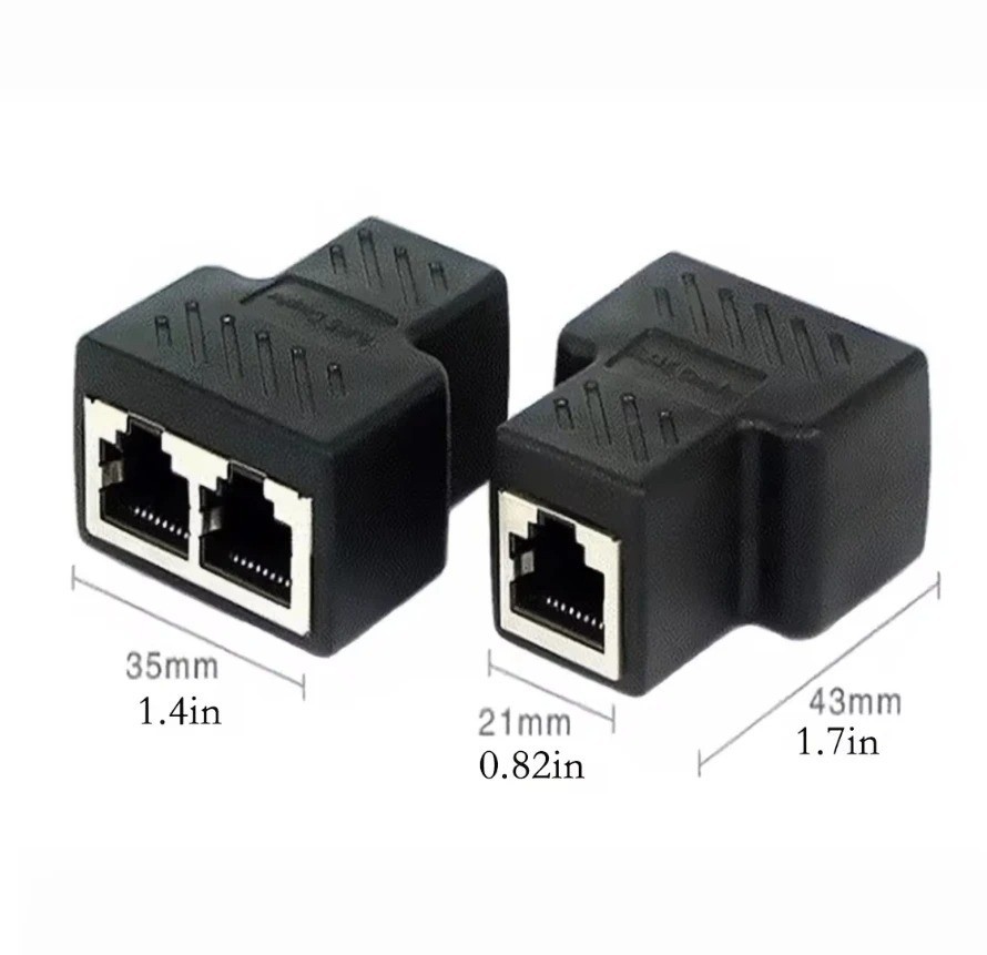 RJ45 Splitter Adapter 1 to 2 Ways Dual Female Port CAT6/5/7 LAN Ethernet Cable