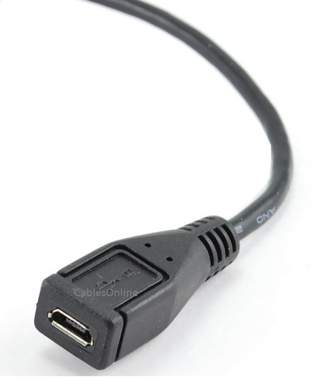 9″ USB Micro-B Male Right Angle (Up Position) to Female Extension Cable, AD-U44