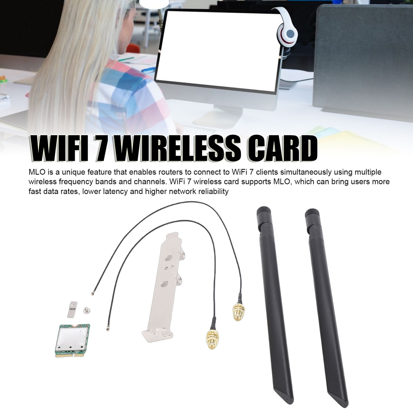 WiFi 7 Wireless Card Support For 11 2.4G/5G/6GHz 3 Band M.2 5.8Gbps EBFQ