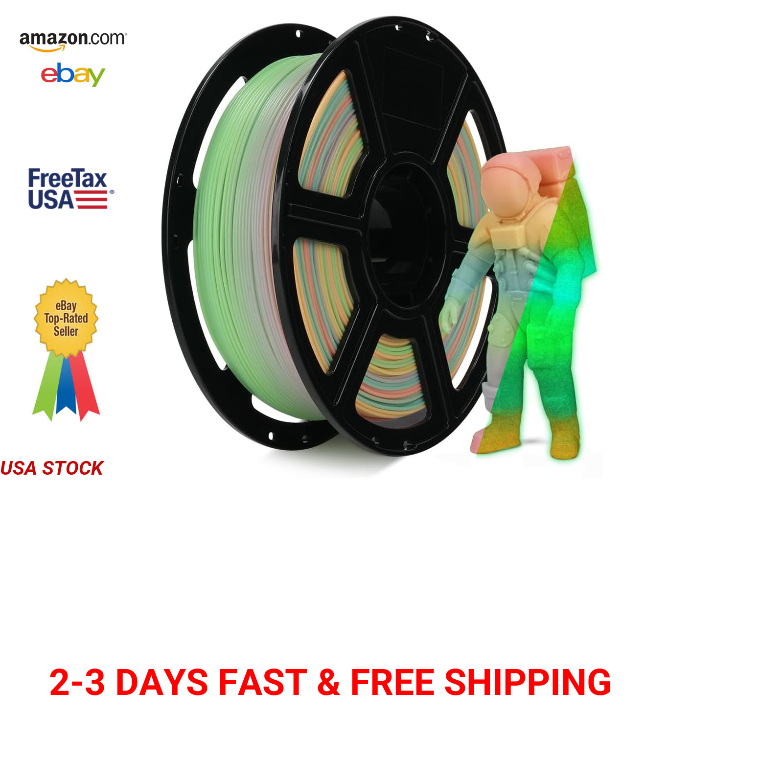 Glow in The Dark Rapid PLA Filament 1.75mm Luminous Color Change Multicolored