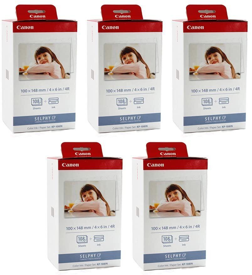 Canon Selphy CP1300 CP1200 4×6 108 shts Color Ink Paper Set KP-108IN Lot
