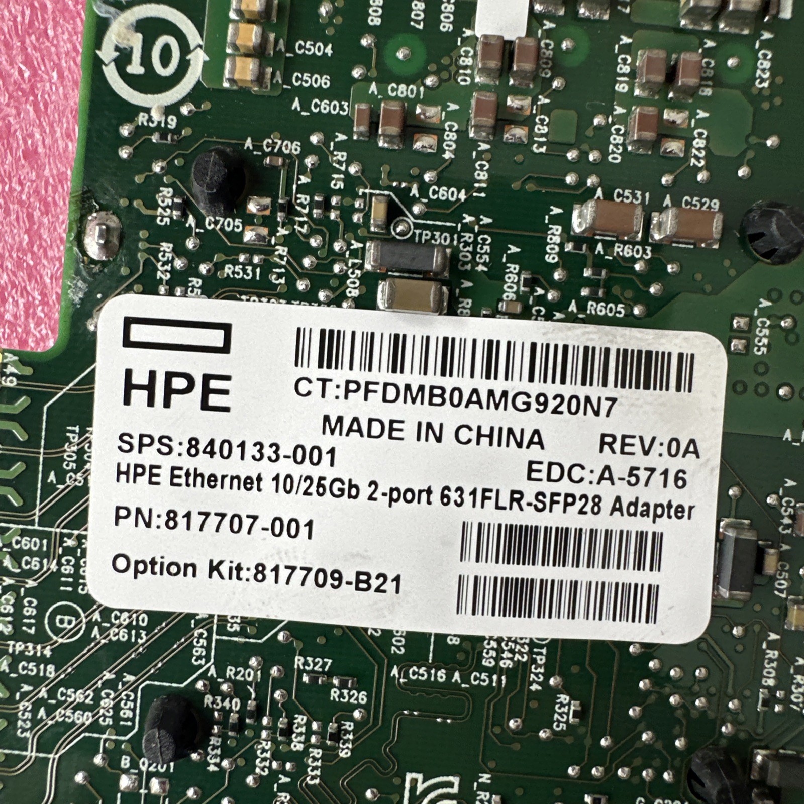 HPE Ethernet 10/25Gb 2Port 631FLR-SFP28 Adapter 817707-001 840133-001 817709-B21