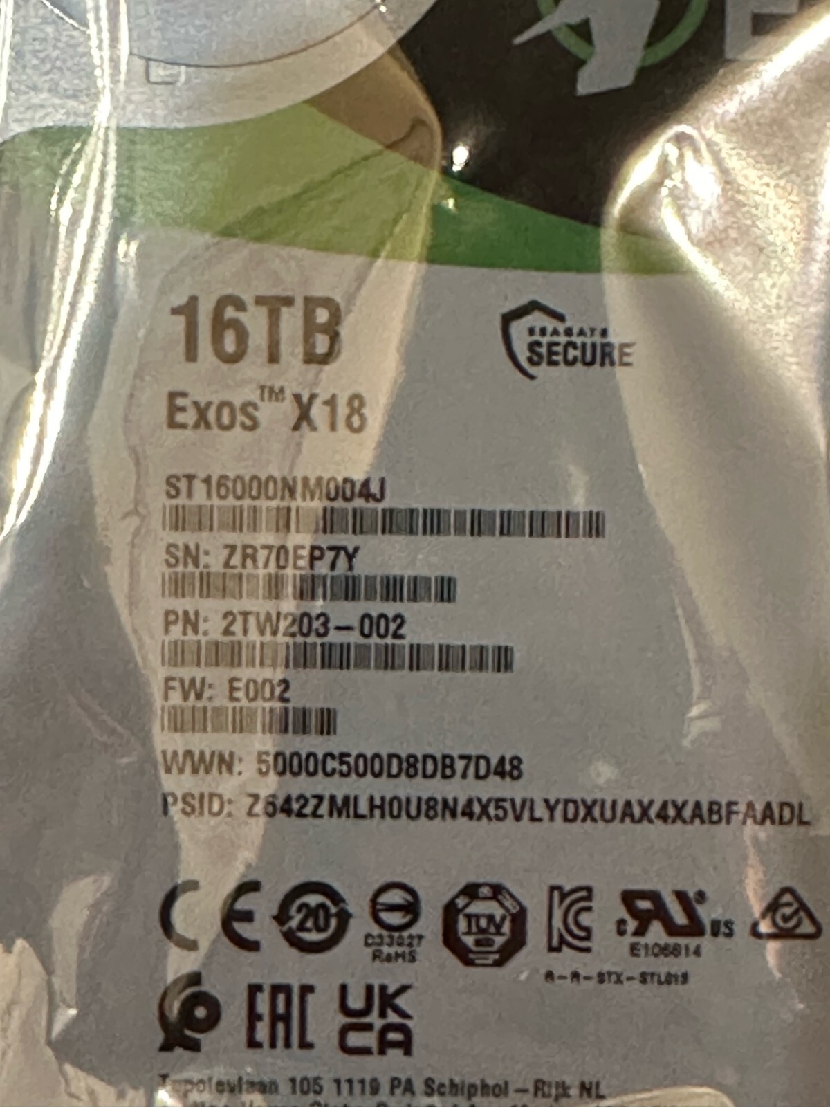 New SEALED Seagate ST16000NM004J Exos X18 7200RPM 16TB ,3.5 inch Hard drive