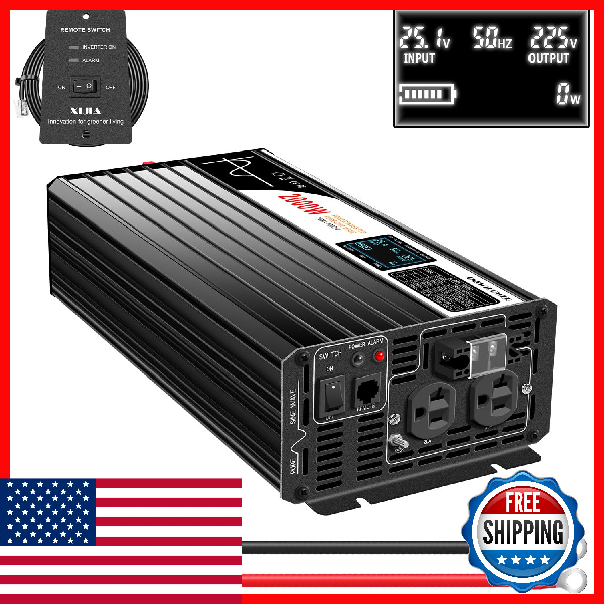 Xijia 2000W Pure Sine Wave Inverter48V To 120V Ac Converter For Homesolar