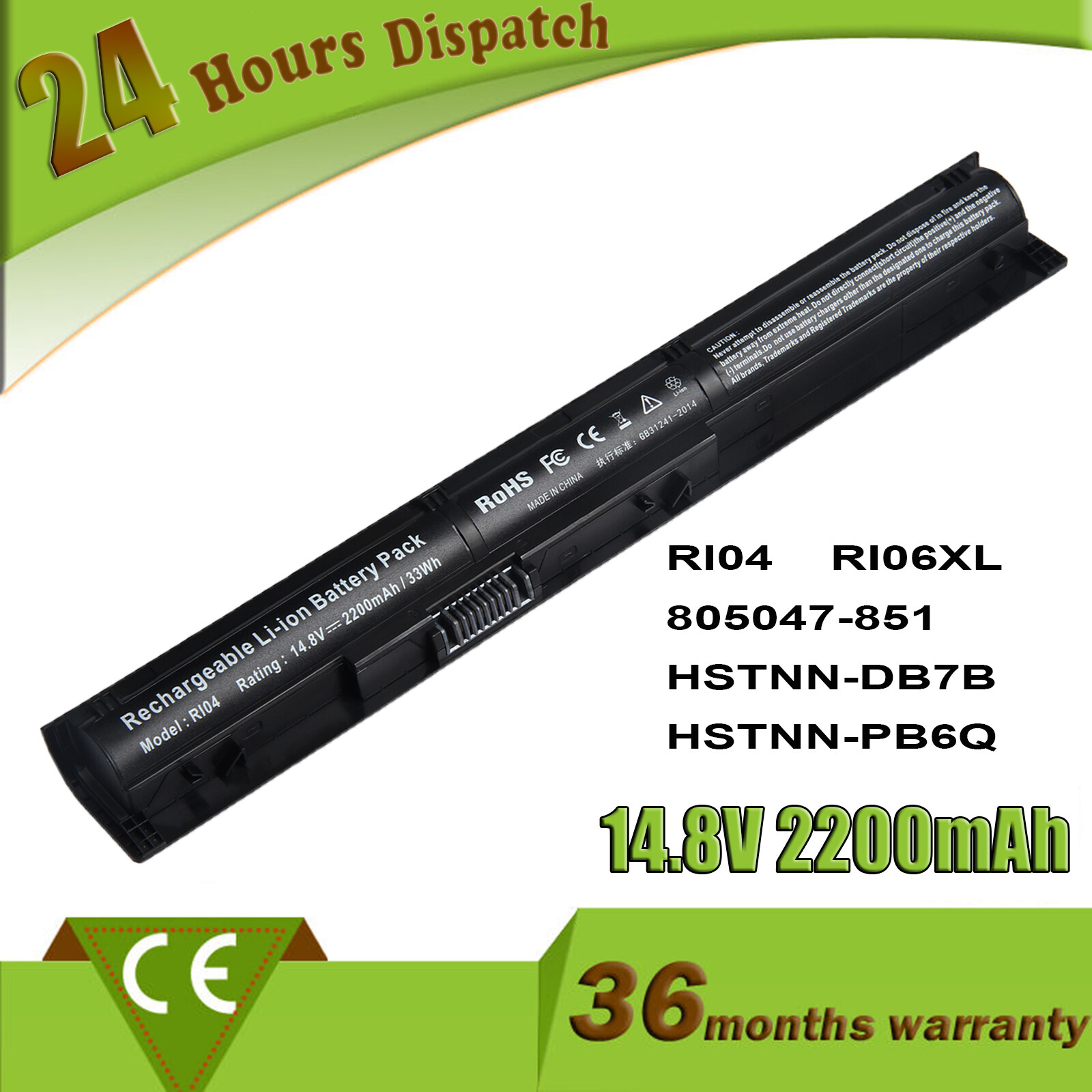 Battery for HP Probook HSTNN-DB7B HSTNN-PB6Q HSTNN-Q94C HSTNN-Q95C P3G15AA RI04