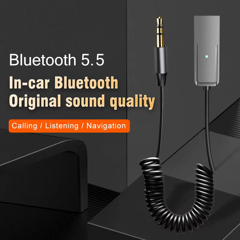 New Upgrades Bluetooth Adapter Cable Wireless Receiver 3.5Mm Jack Aux USB Speake