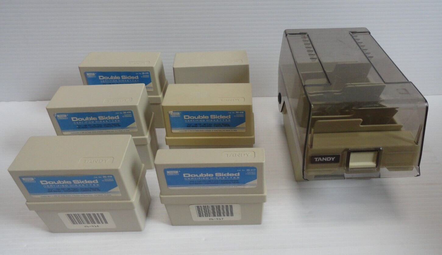 Lot of 7, Tandy 3.5″ Floppy Disk Diskette Storage Cases