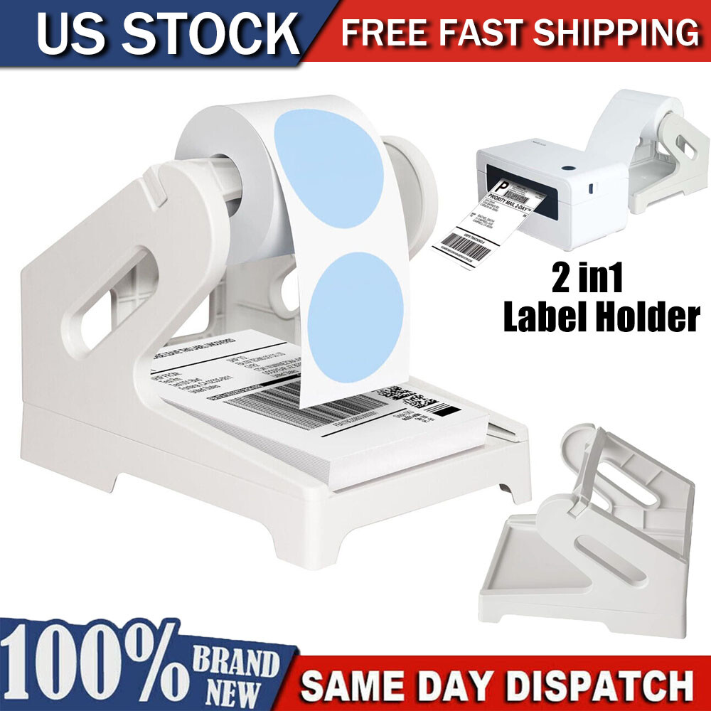 Label Holder 2 in1 Rolls & Fan-Fold Stack Paper Holder for Thermal Label Printer