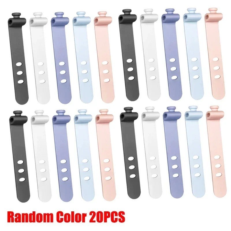 20pc Cord Organizer USB Holder Earphone Winder Cable Straps, Charging Cable Ties