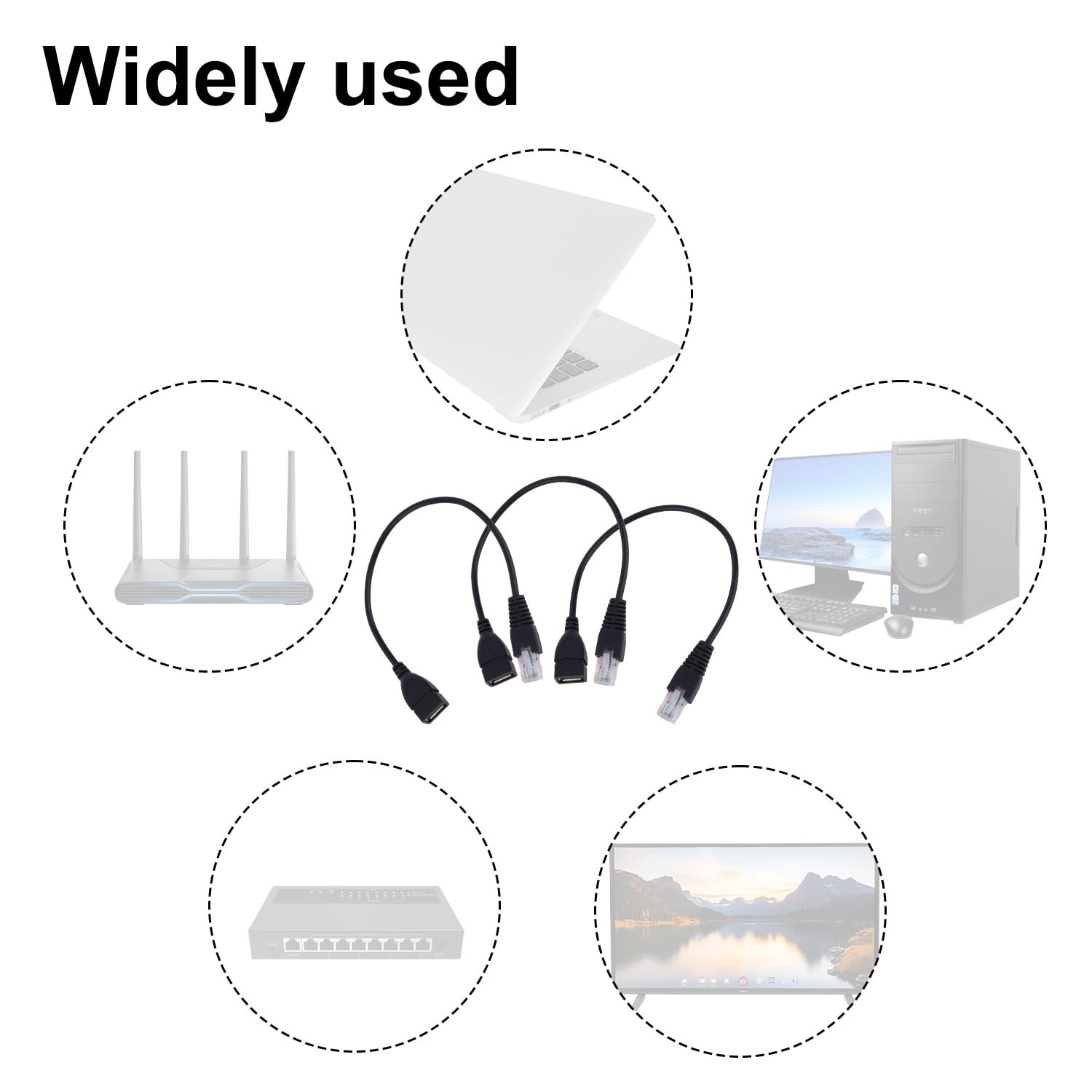 3 PCS Black USB To RJ45 Ethernet Adapter Cable 30cm/11.81in Female To Male PC