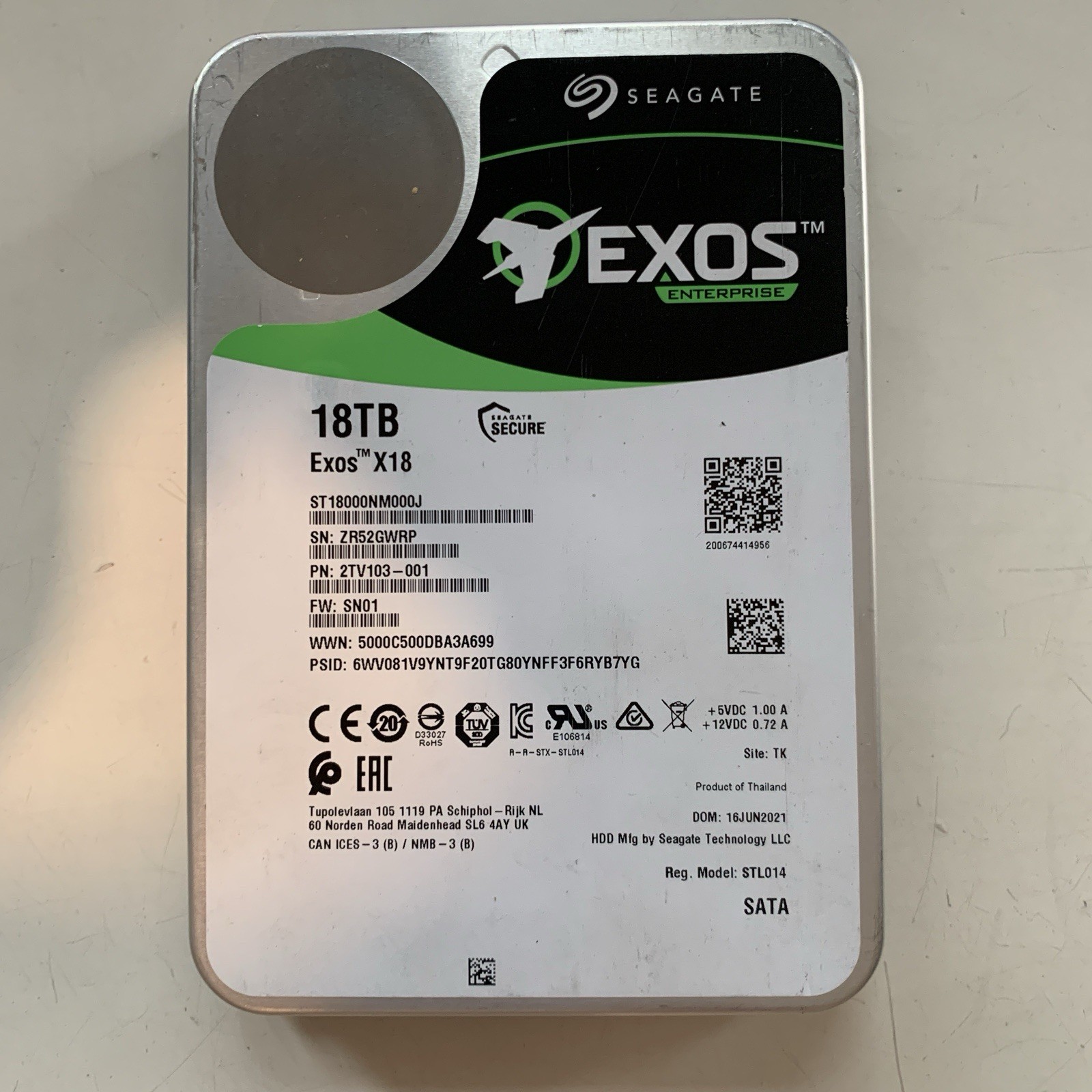 Seagate Exos X18 18TB 3.5 256M Enterprise NAS SATA Hard Drive ST18000NM000J