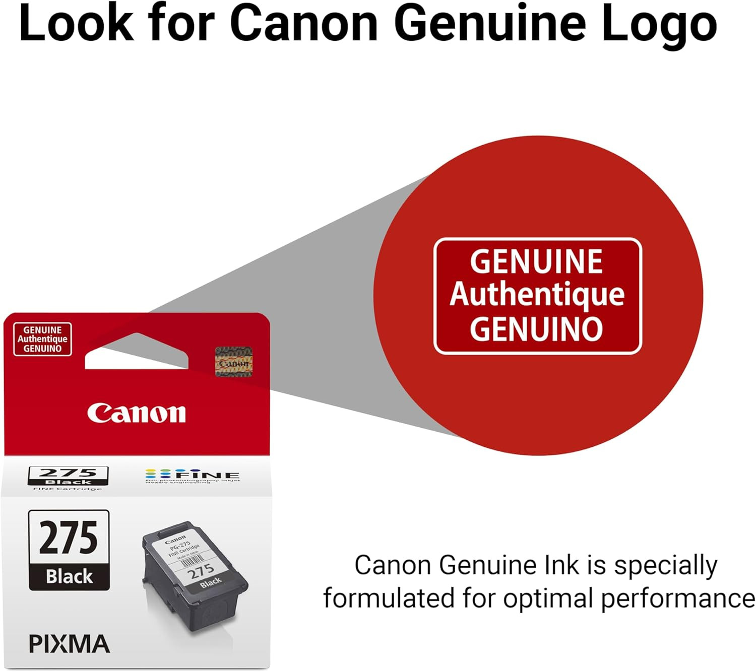 Canon PG-275 Genuine Black Ink Cartridge, Compatible with TS3520/3522, TR4720/47