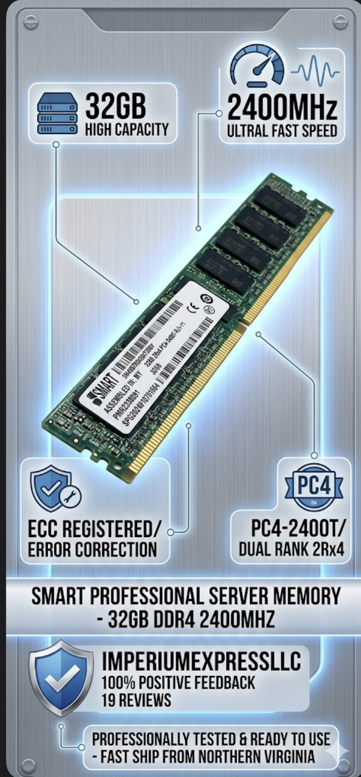 32GB DDR4 2400MHz ECC Registered RDIMM 2Rx4 PC4-2400T SH4097RD420472SBV