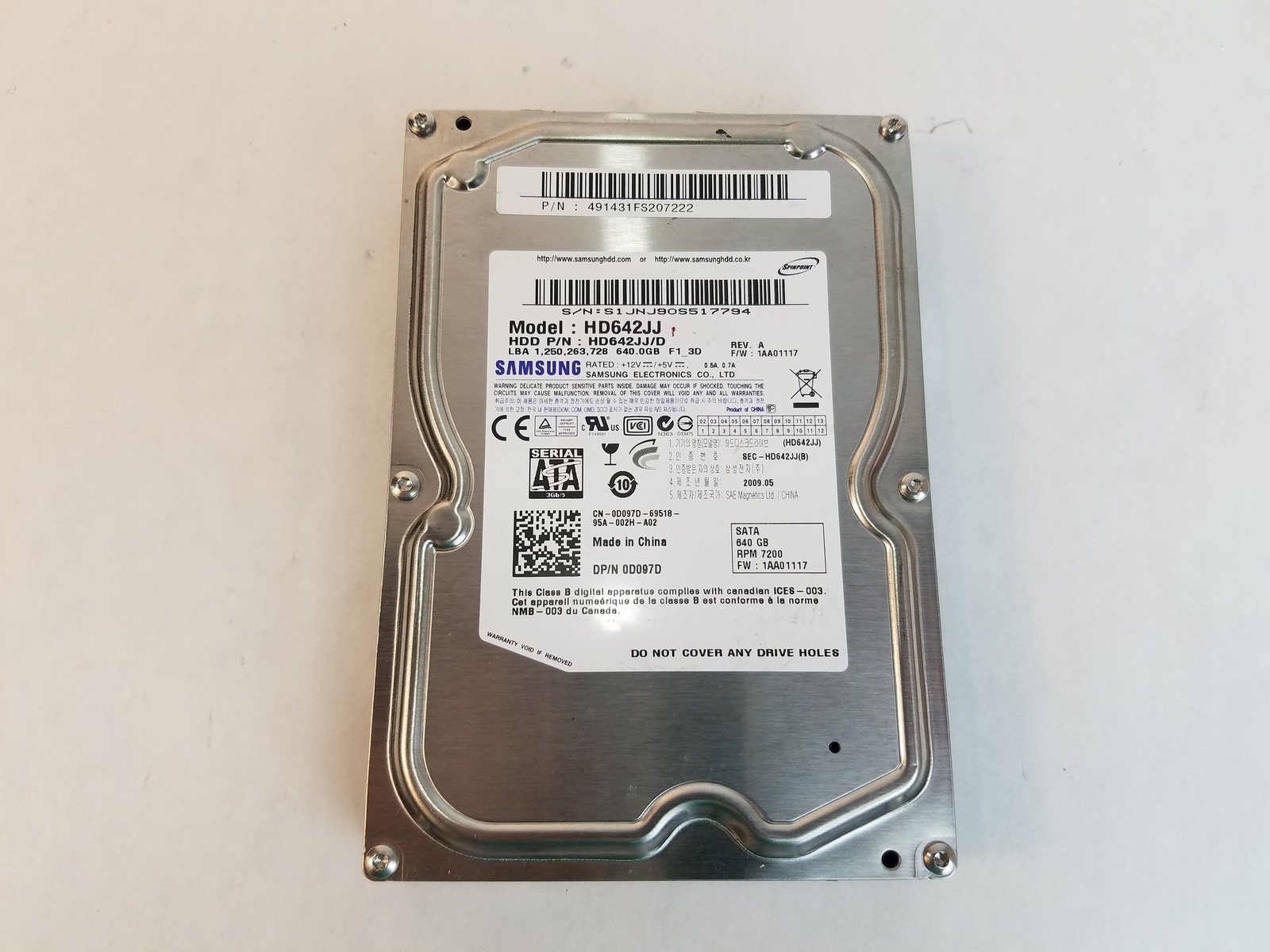 Samsung SpinPoint F1 HD642JJ 640 GB 3.5″ SATA II Desktop Hard Drive