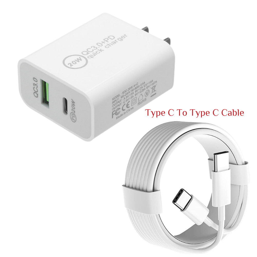 Fast Charger Wall Adapter PD USB Type C Cable For iPhone 17 16 15 14 13 12 11 8