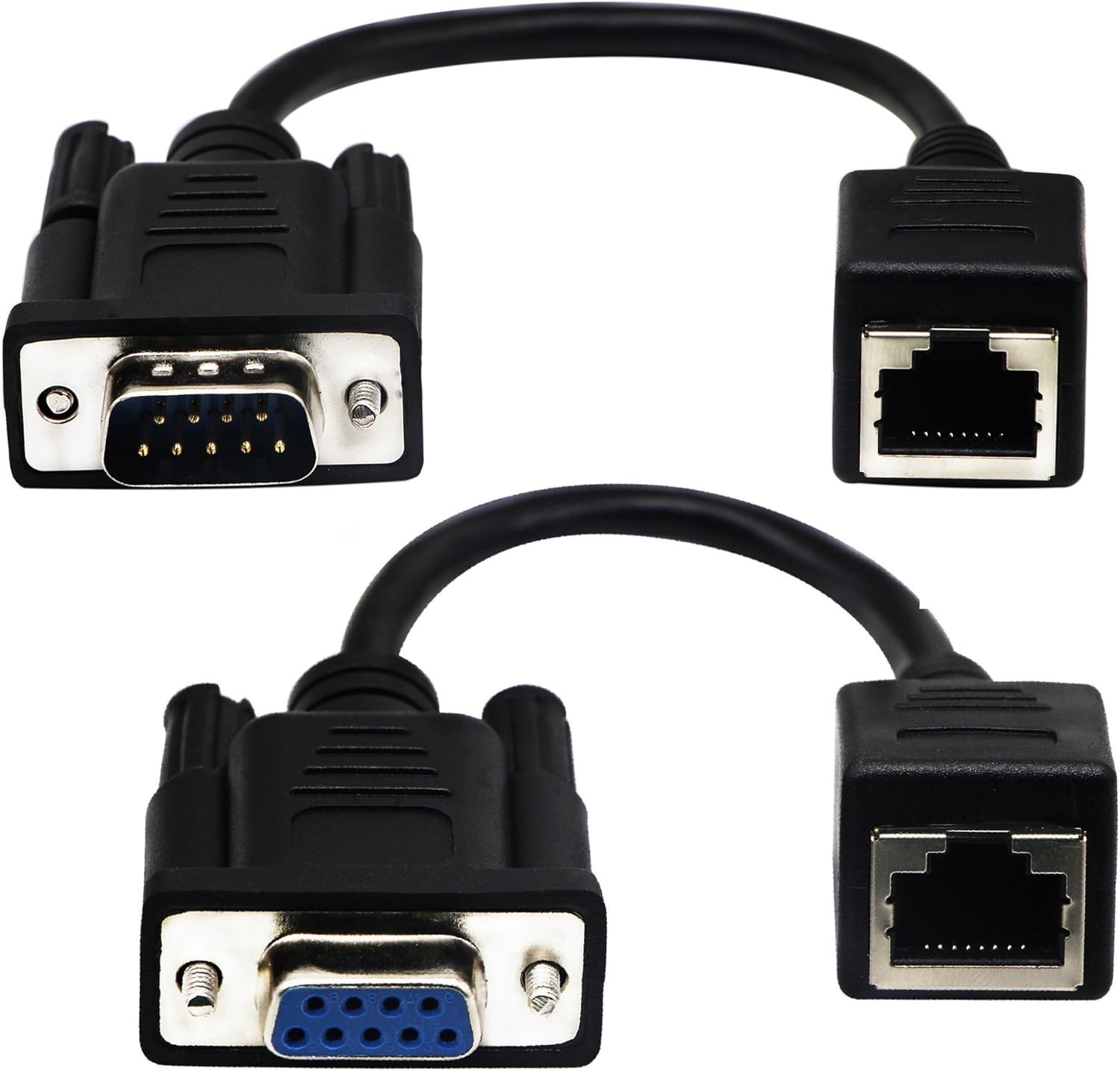 RJ45 to RS232 Cable 2 Pack DB9 Serial Port Female & Male Ethernet LAN Console