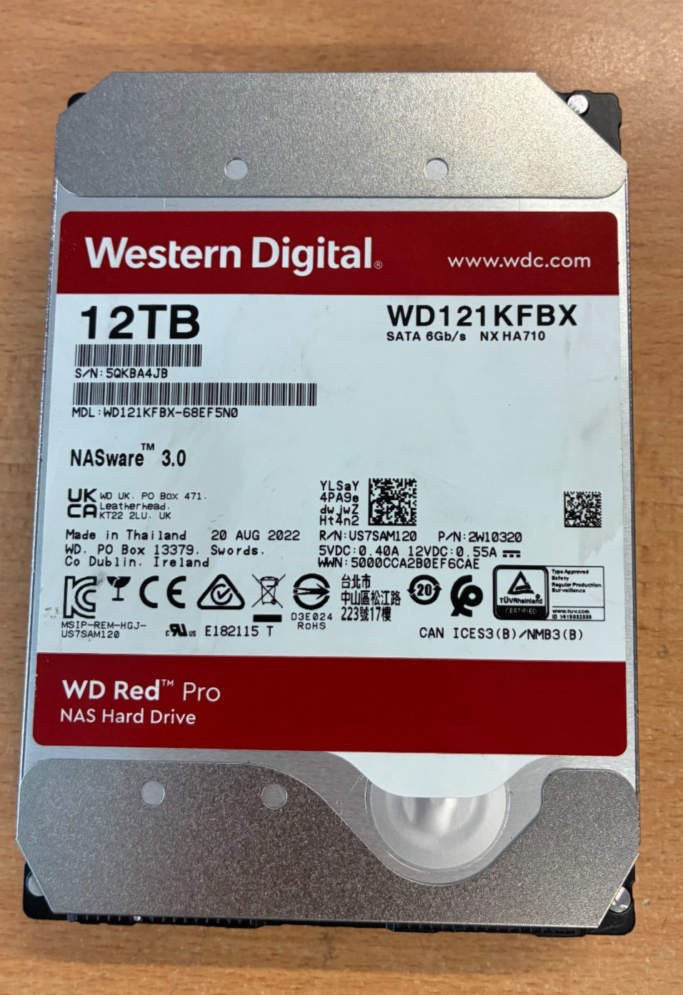 WD121KFBX 12TB SATA Western Digital WD Red Pro NX HA710 100% Health Fully Tested