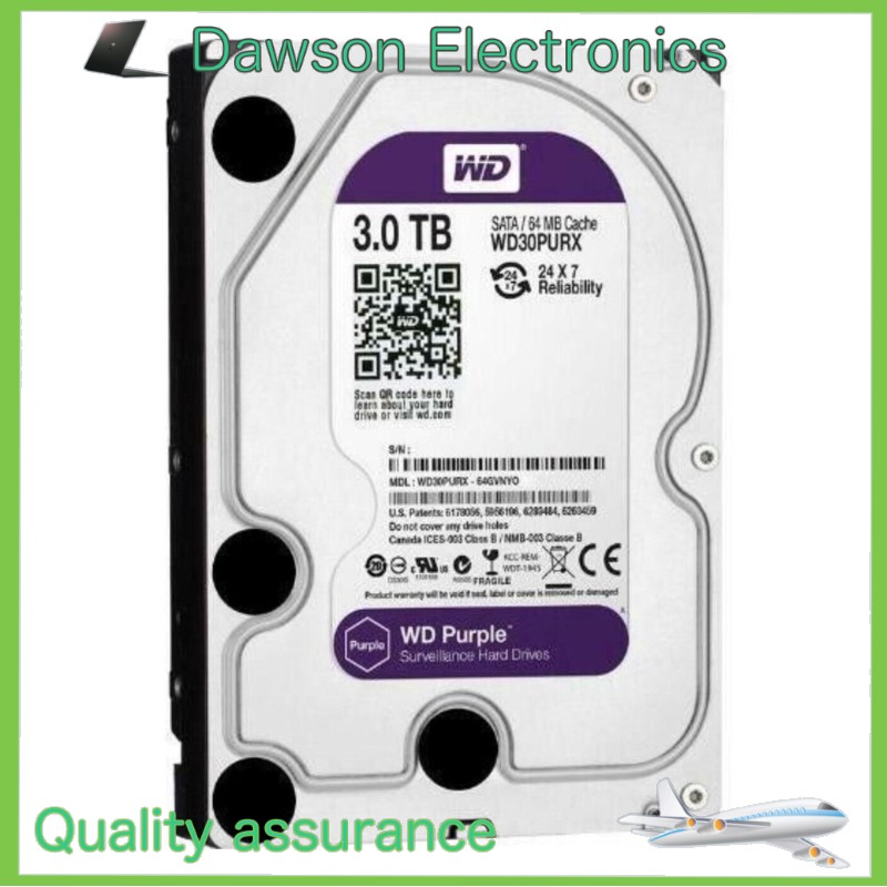 Western Digital WD30PURX Purple 64MB 3TB SATA 3.5″ Internal Desktop HDD PC CCTV