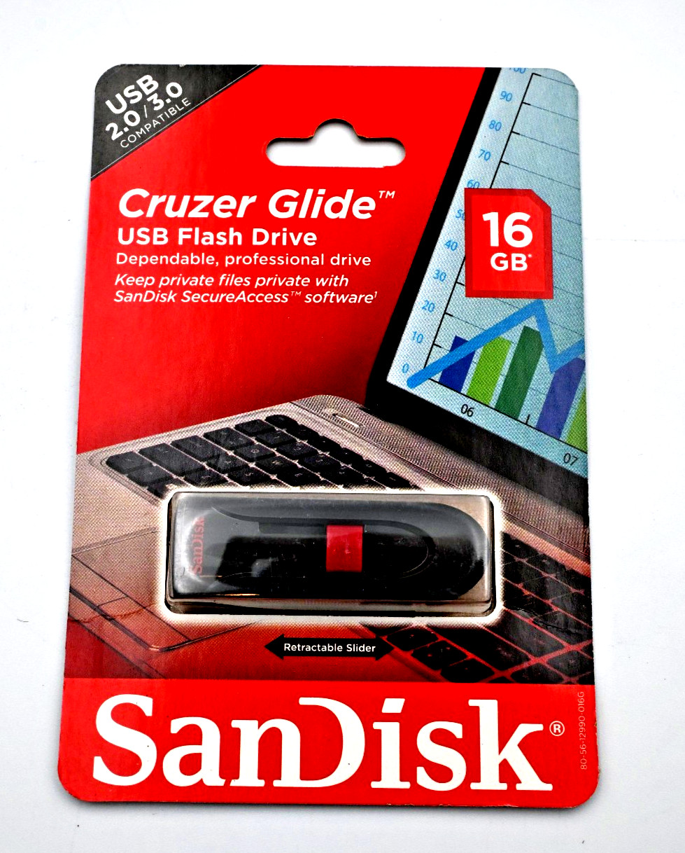 SanDisk Cruzer Glide USB Flash Drive With 16GB Of Storage Capacity