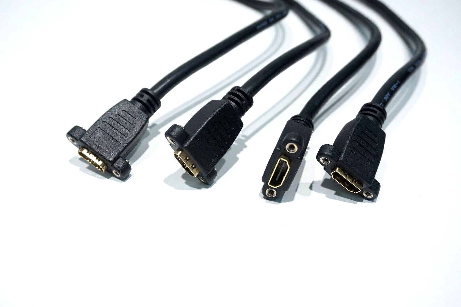 (4) HIGH SPEED HDMI 1.4 MALE TO FEMALE SCREW PANEL MOUNT 1FT CABLE with ETHERNET