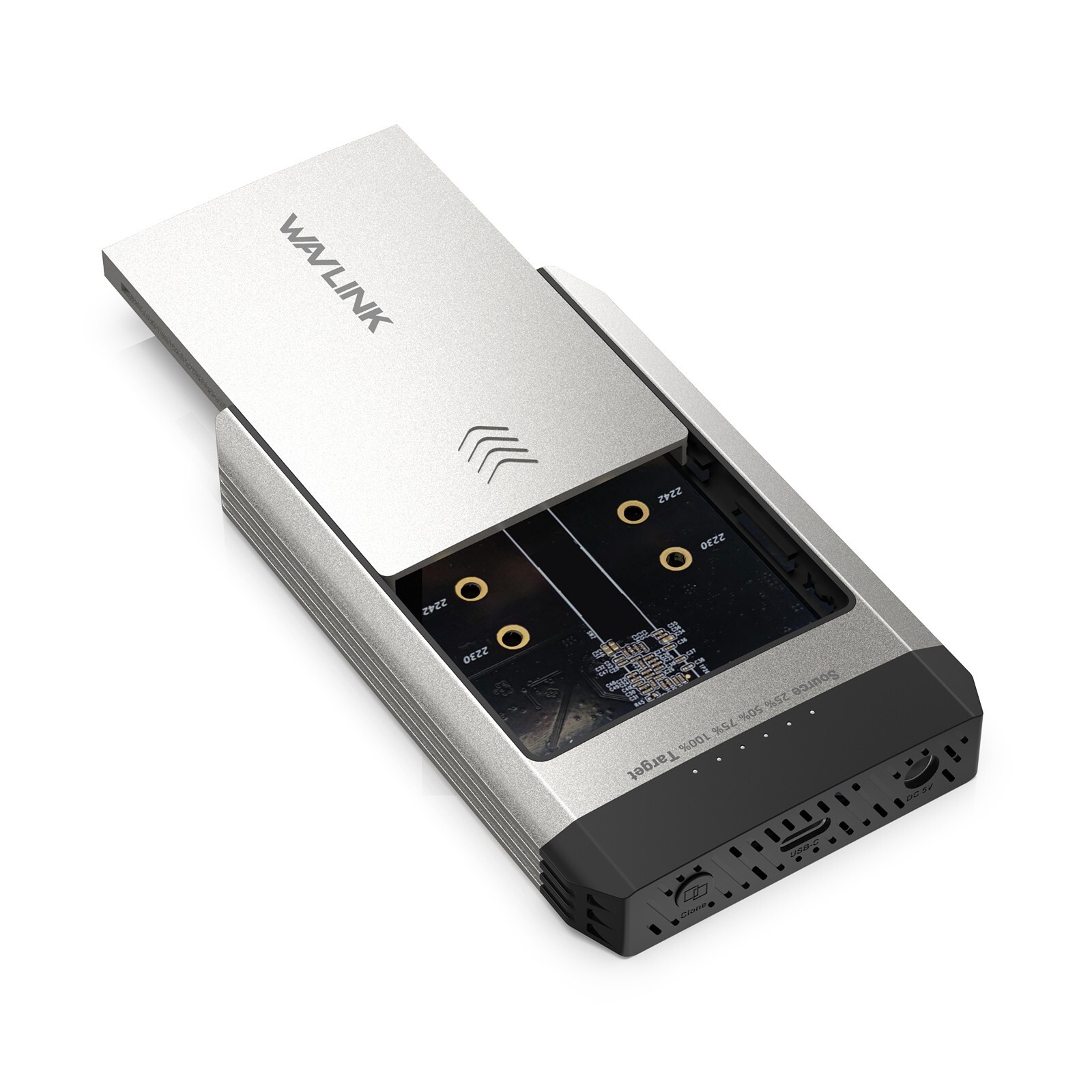 M2 PCIe SATA SSD Hard Drive Enclosure USB-C Dual-Bay 20Gbps Aluminum AHCI/NVMe