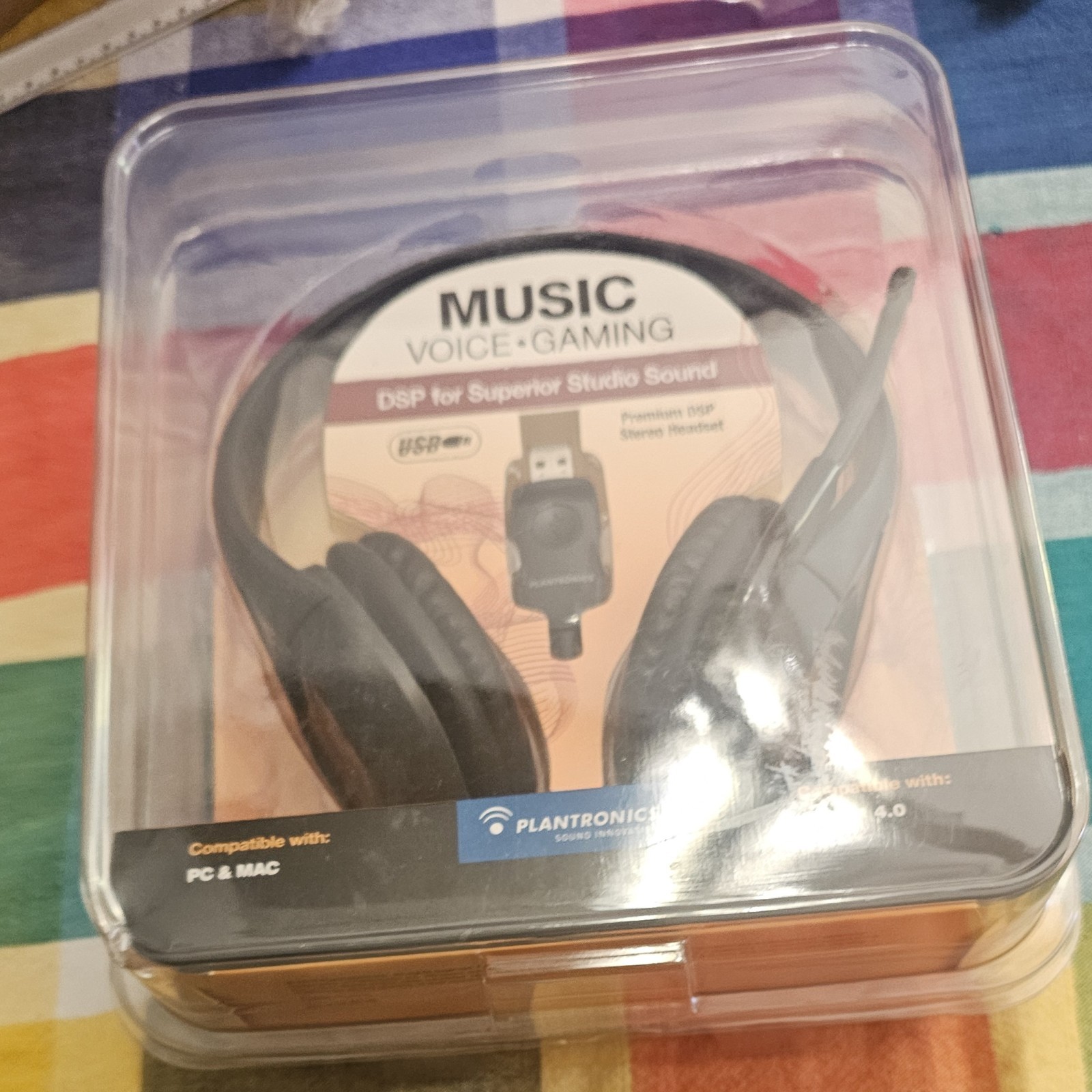 Plantronics Audio 655 USB Stereo Headset DSP Black Headband Clear HD Sound New