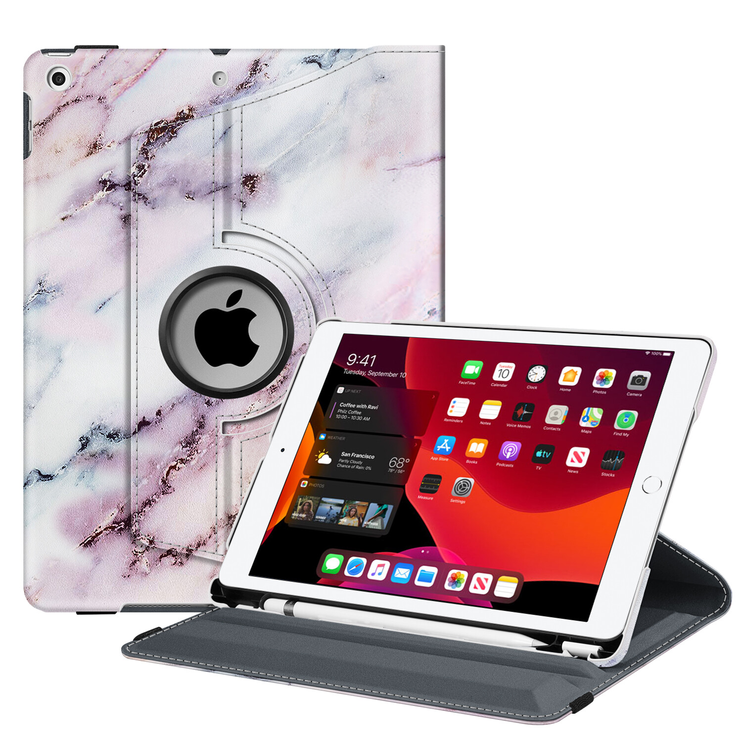 For iPad 7th Gen 10.2” 2019 Fintie 360° Rotating Case Cover Auto Sleep/Wake