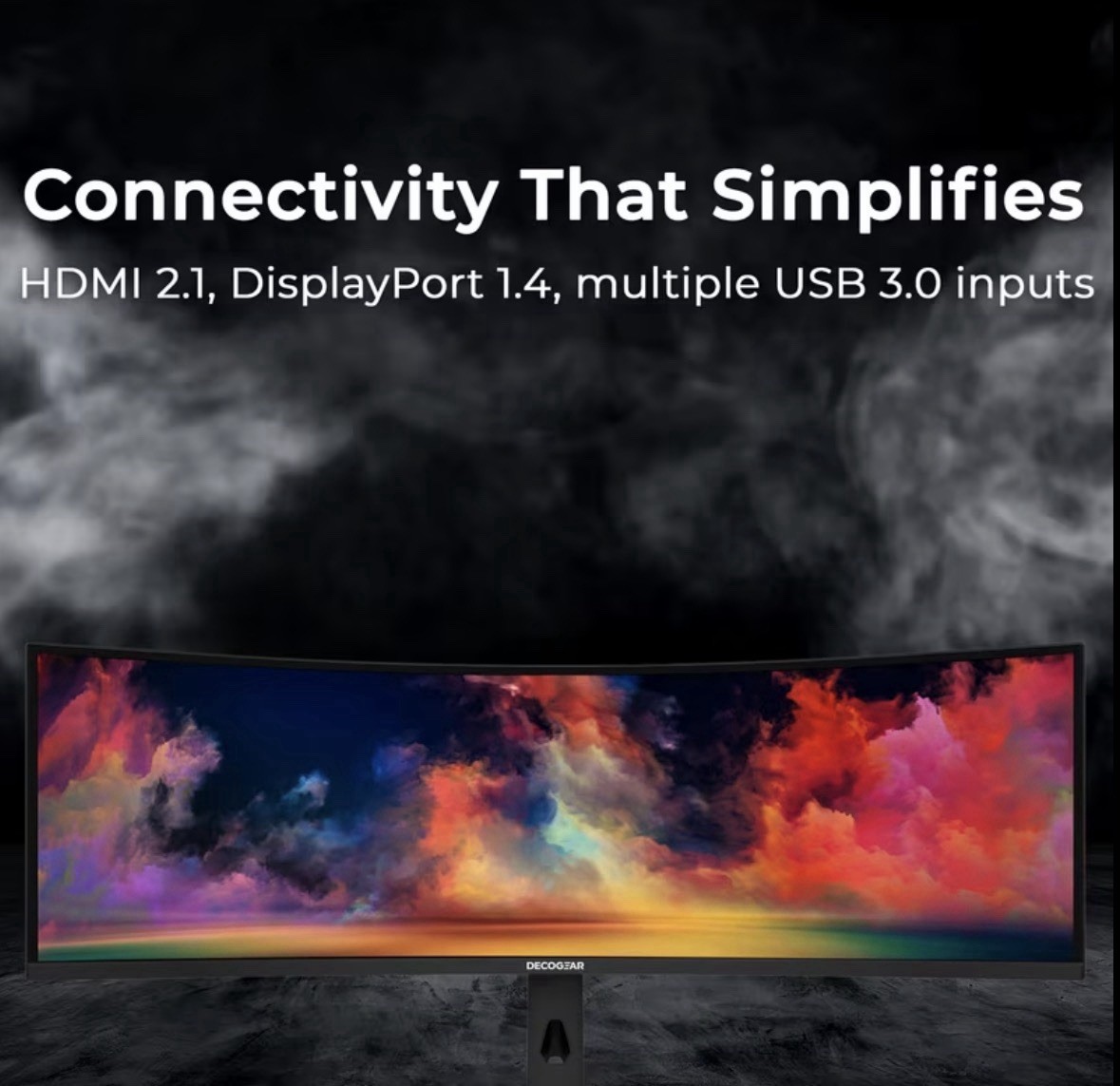DECOGEAR 49in Curved 32:9 Ultrawide Monitor 5120×1440 120Hz HDR HDMI DP USB-C