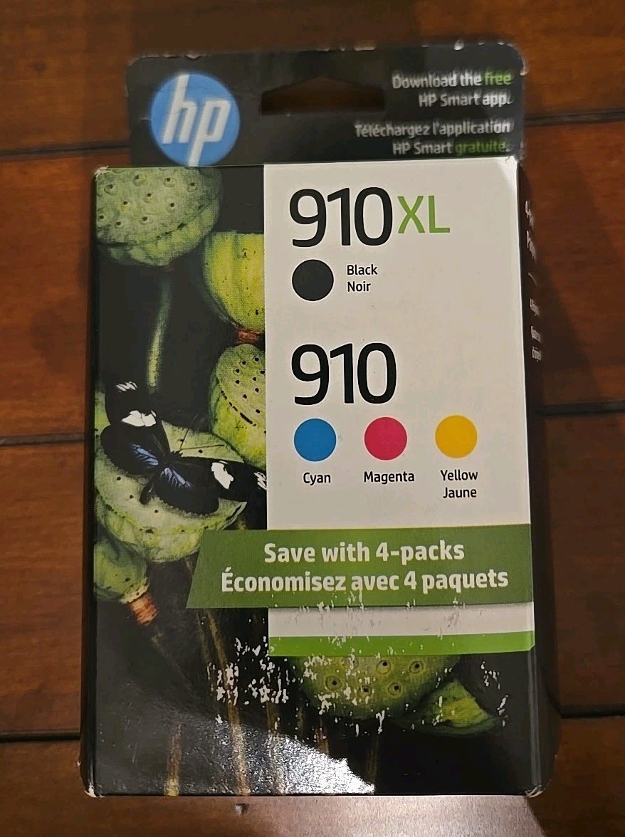 HP 3JB41AN 910 CMY and 910XL Black Ink Cartridge 4-Pack, High Yield, Compatible