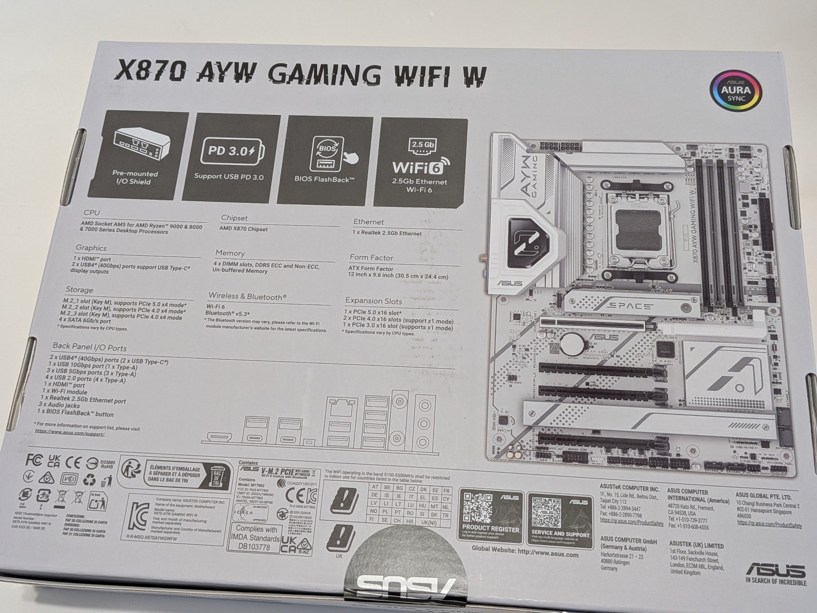 AMD 7800X3D CPU & ASUS X870 AYW White Motherboard Gaming Bundle 5.0Ghz Boost Clk