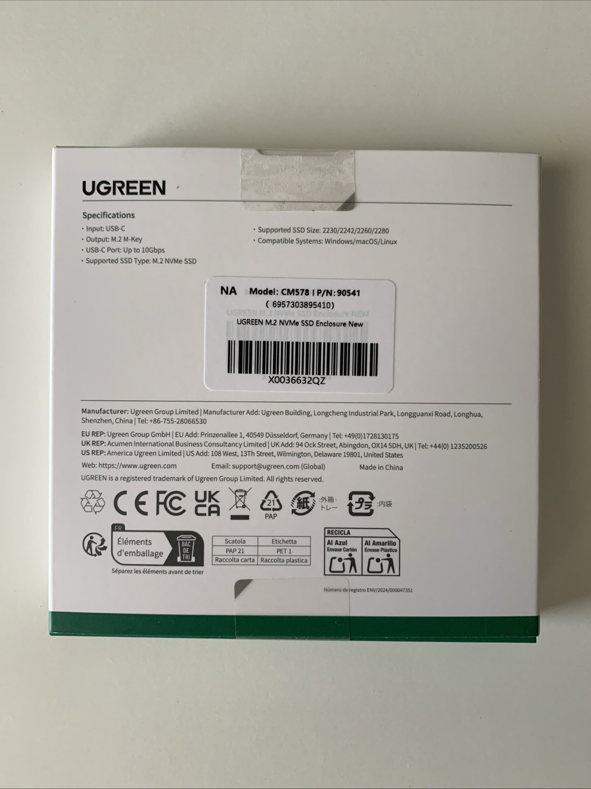 UGREEN SSD Enclosure, Tool-Free USB C External, 10Gbps M.2 NVMe to USB Adapter/R