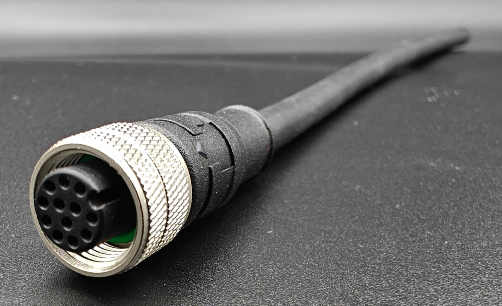 M12 straight female A-code 12pin shielded 24AWG PVC single end cable 200mm 8″