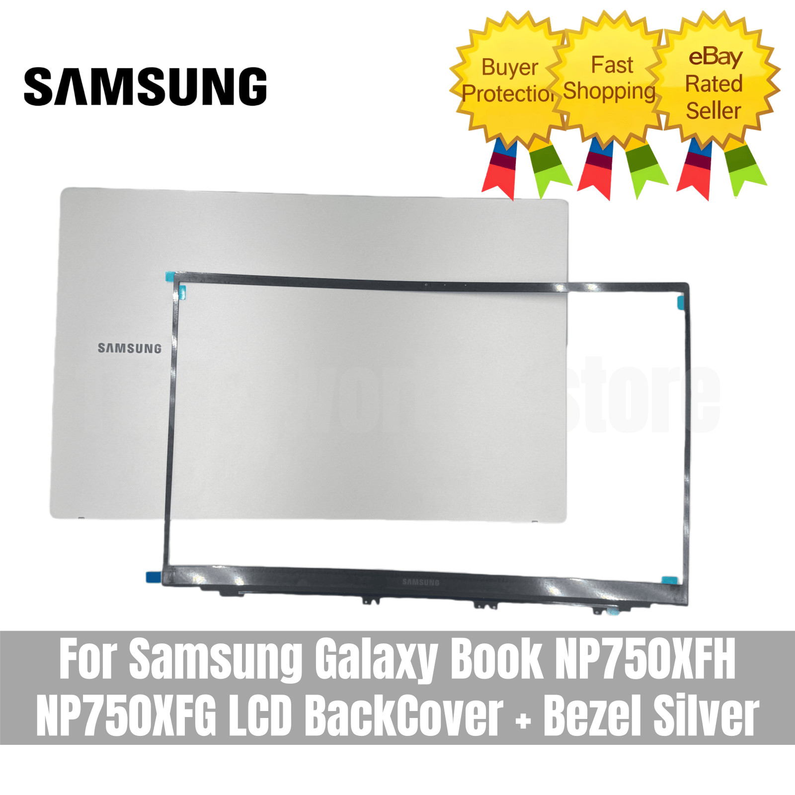 For Samsung Galaxy Book NP750XFH NP750XFG LCD BackCover / Bezel Silver US STOCK