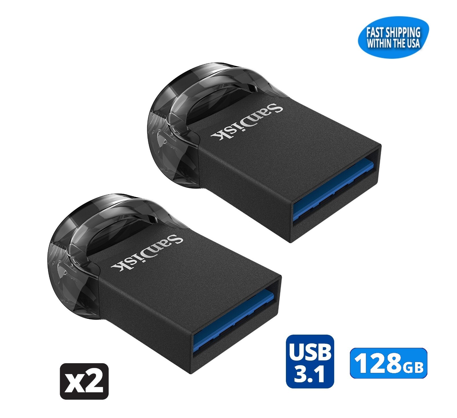 Sandisk Ultra Fit 128GB USB 3.0 / 3.1 Flash Drive Thumb Drive Pen Drive (2 Pack)