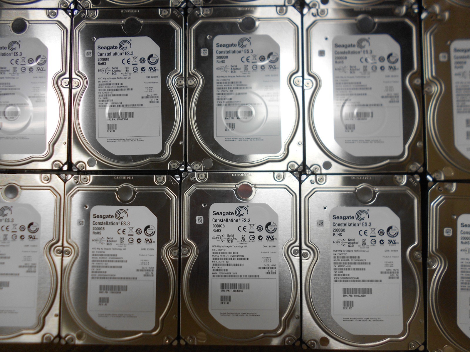 Lot of 12 Seagate 2TB 7.2K SAS 3.5″ Storage Server JBOD Hard Drive ST2000NM0023
