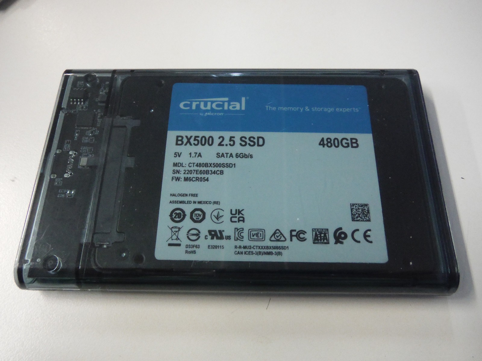 Crucial BX500 480GB 3D NAND SATA 2.5-Inch External SSD